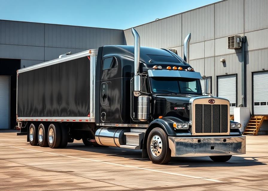 Black Areo refrigerated semi-truck at warehouse